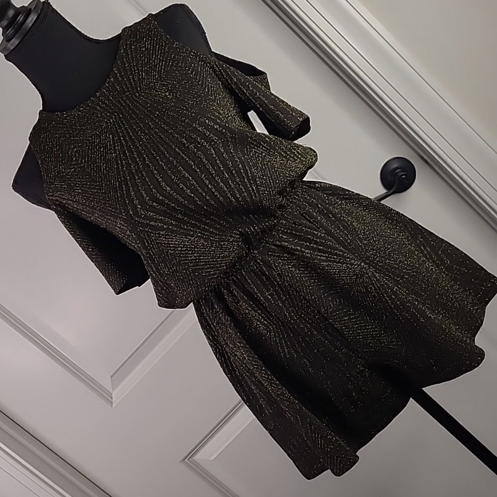 One Clothing  Los Angeles black & gold romper sz S, cold shoulder